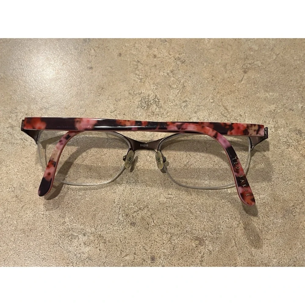 Ted Baker Frame B718 BRN Red Floral 51-16-140mm Half Rim Spring Hinge